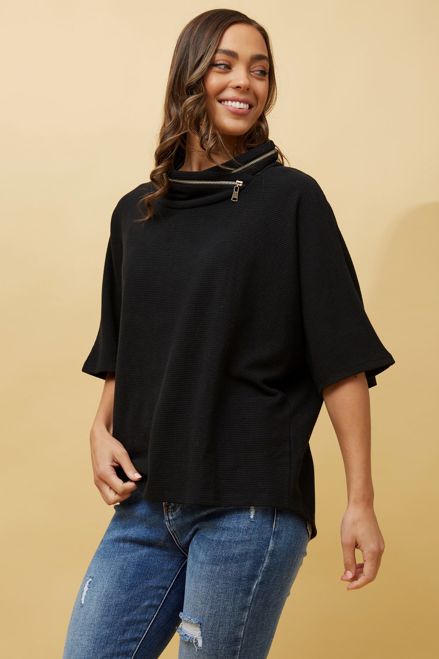 Kael Zip Detail Top T508336