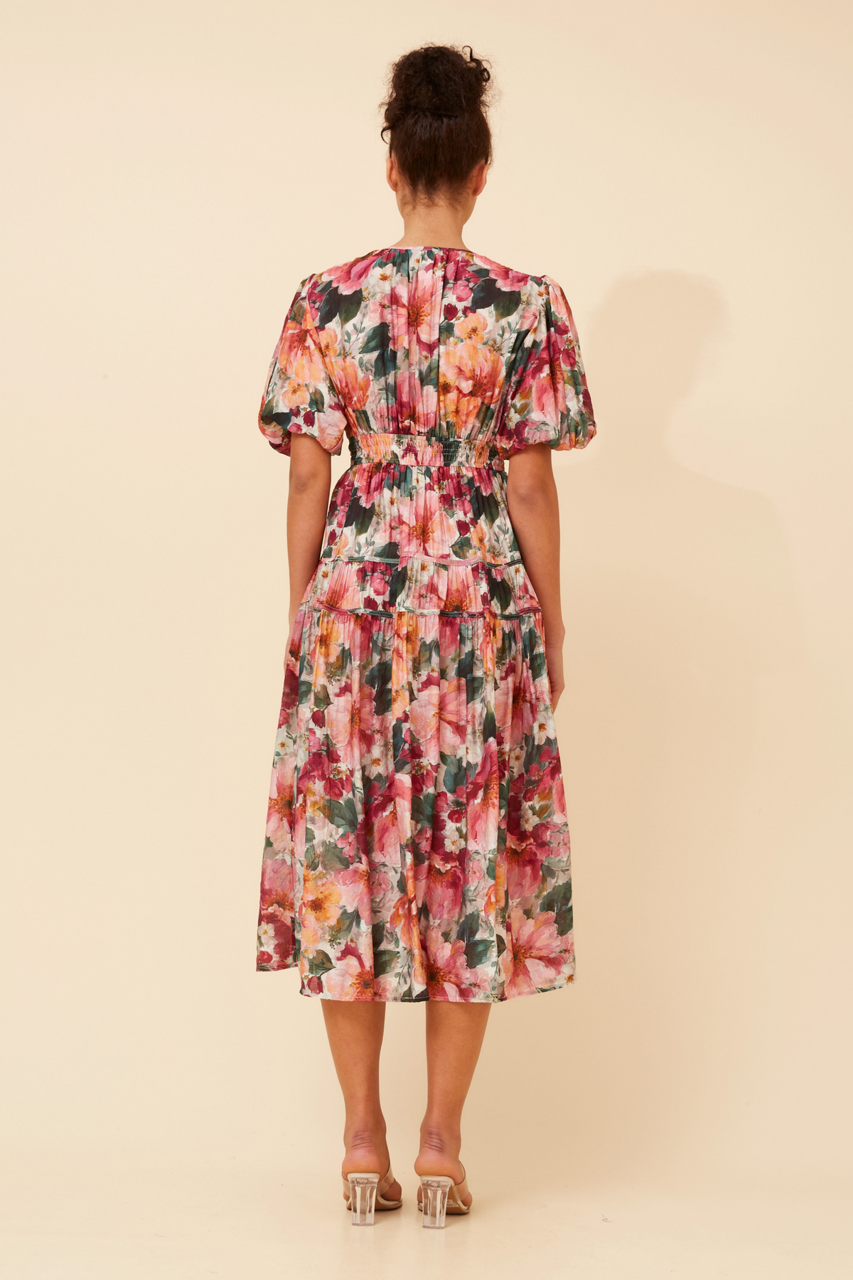 Freya Puffy Sleeves Dress D526404 Multi Pink