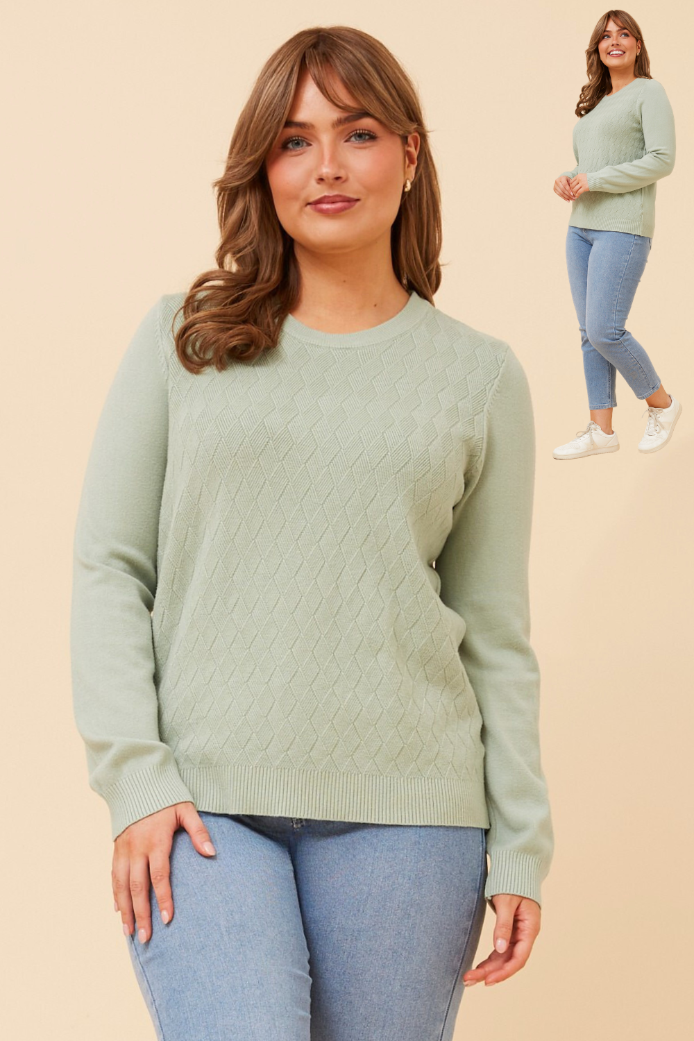 Mason Mini Diamond Pattern Knit Sage KP522514