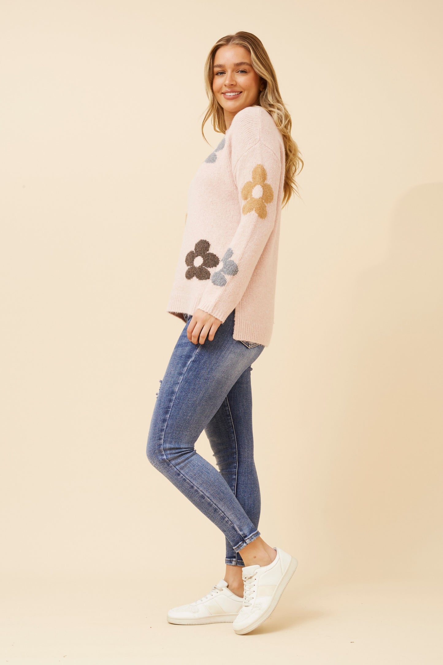 Daisy Floral Print Knit  Blush