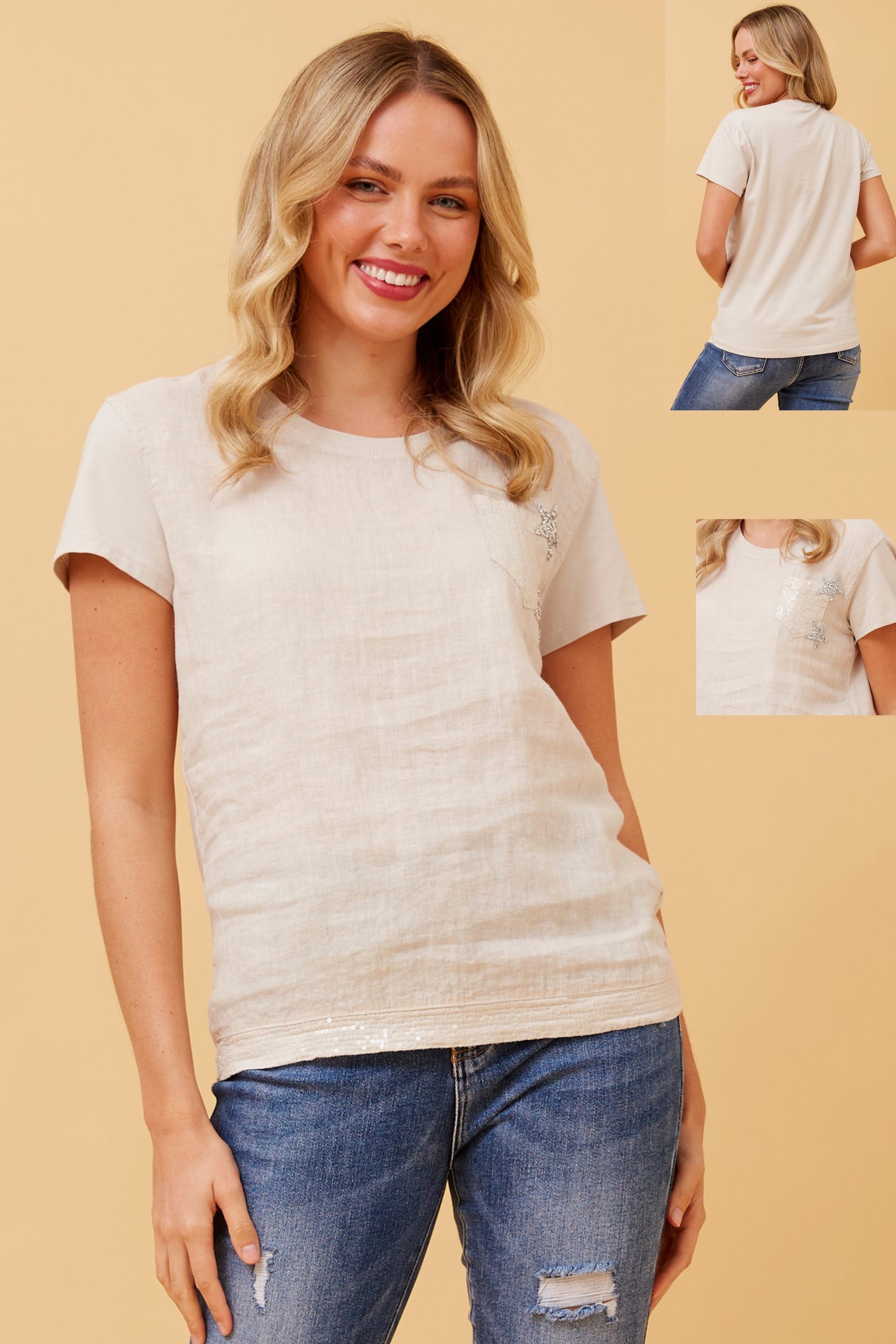 Evania Italian Sequin Star Diamante Top T516798