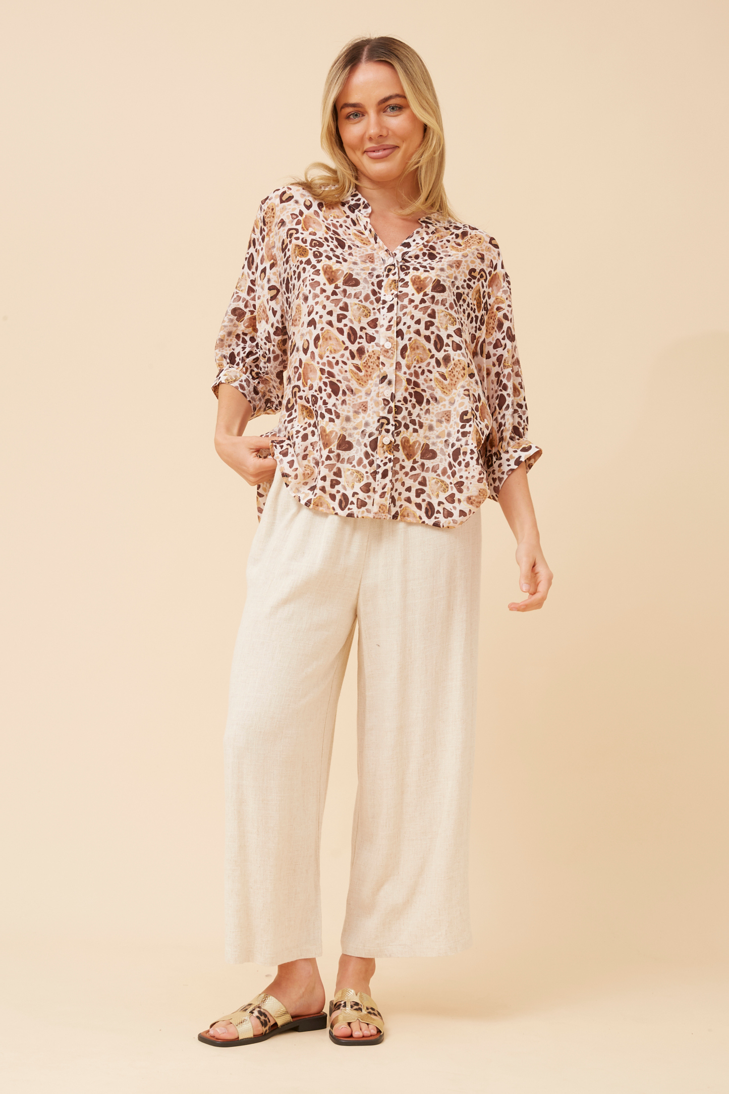 Rosa Leopard Shirt with Back Button Detail - T735423