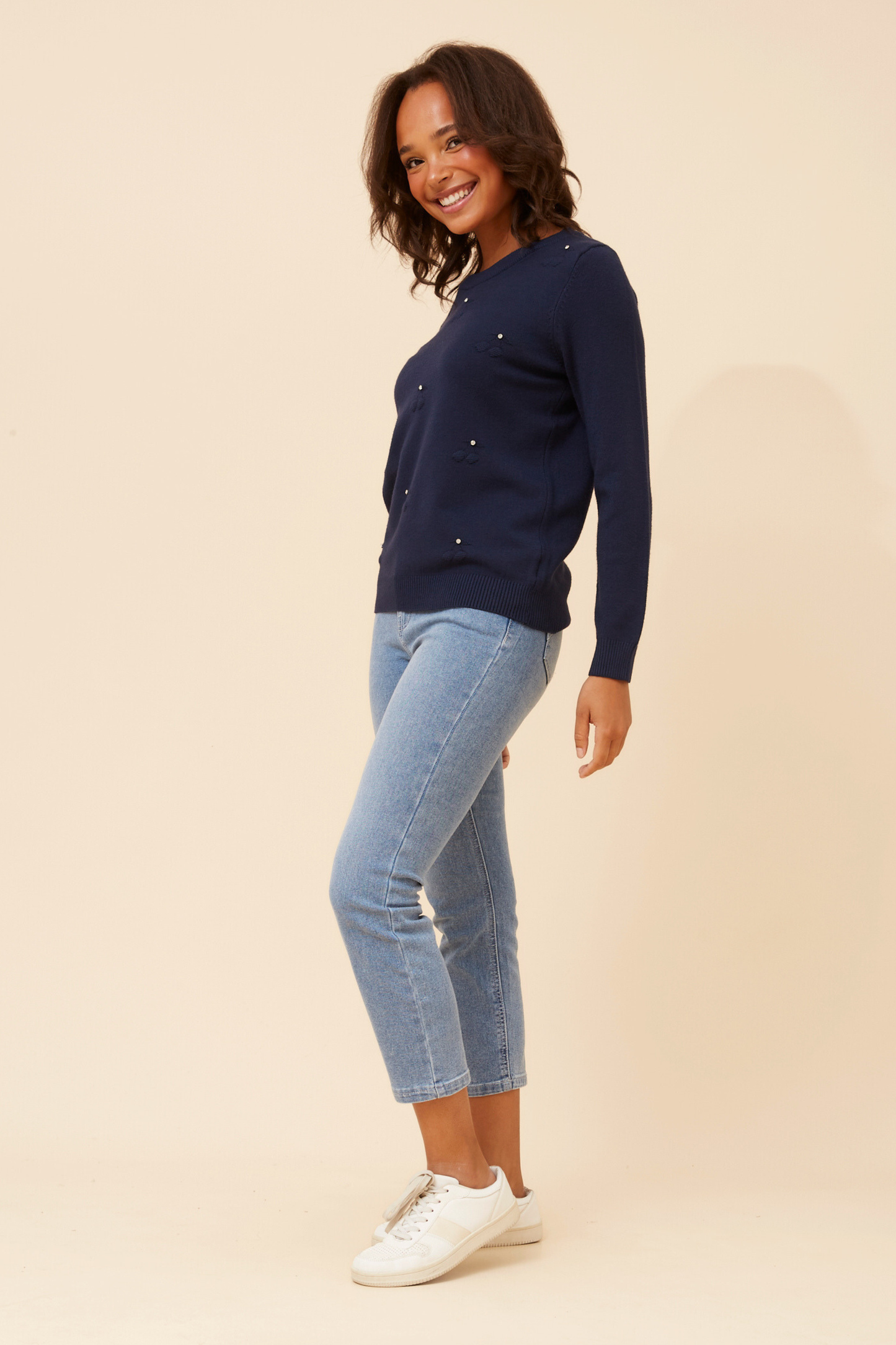 Gracie Pearl Detail Knit KP525903 Navy