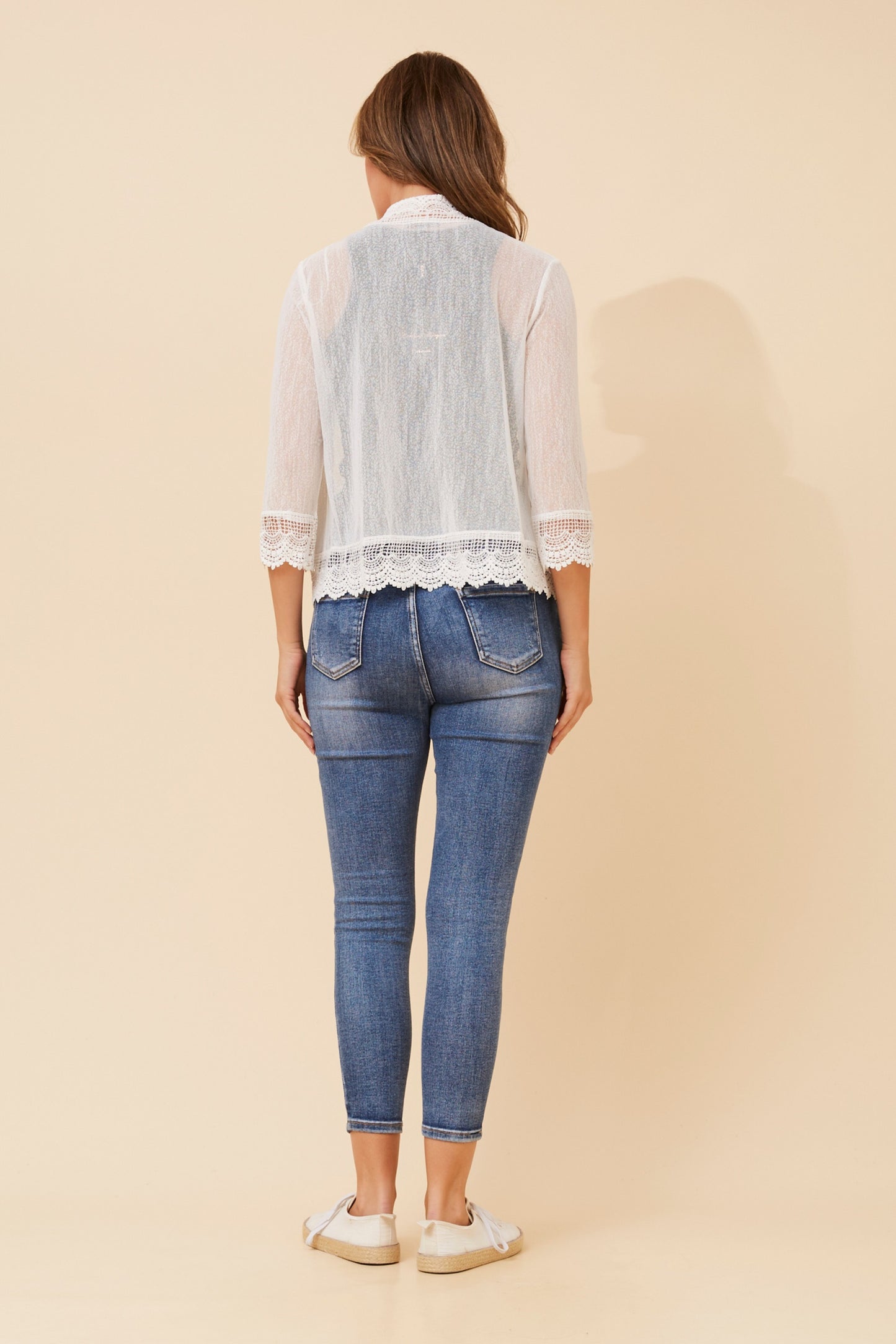 Ehna Mesh Short Cardigan C525235 Cream