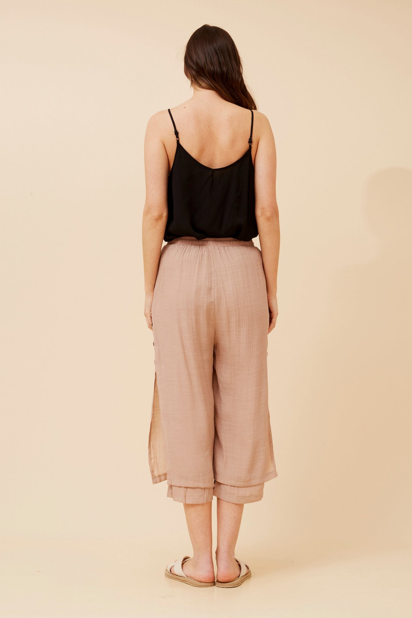 Jenna Button Detail Pant P510691 - Taupe