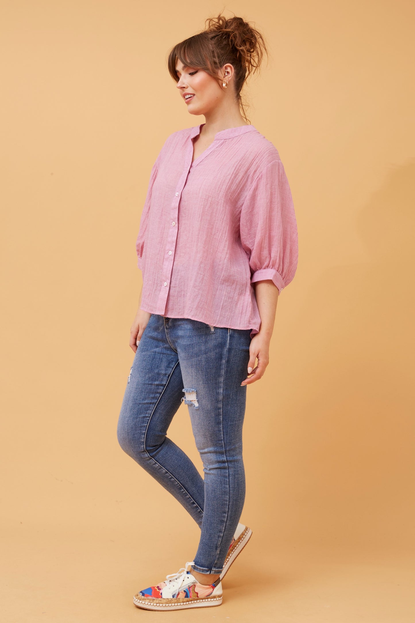 Rosa Shirt with Back Button Detail - Rouge T511586