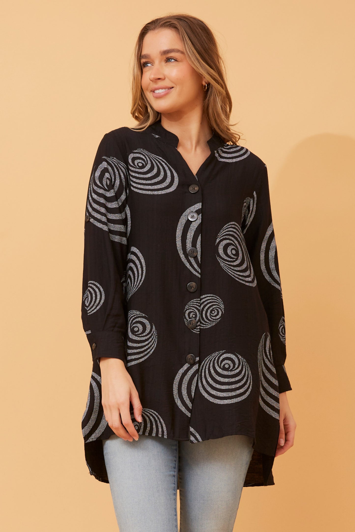 Claire Abstract Print Shirt T518979 Black