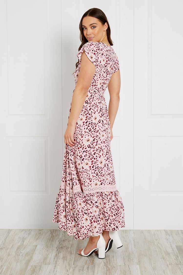 Indi Leopard Print Maxi Dress - D510072 Multi Pink