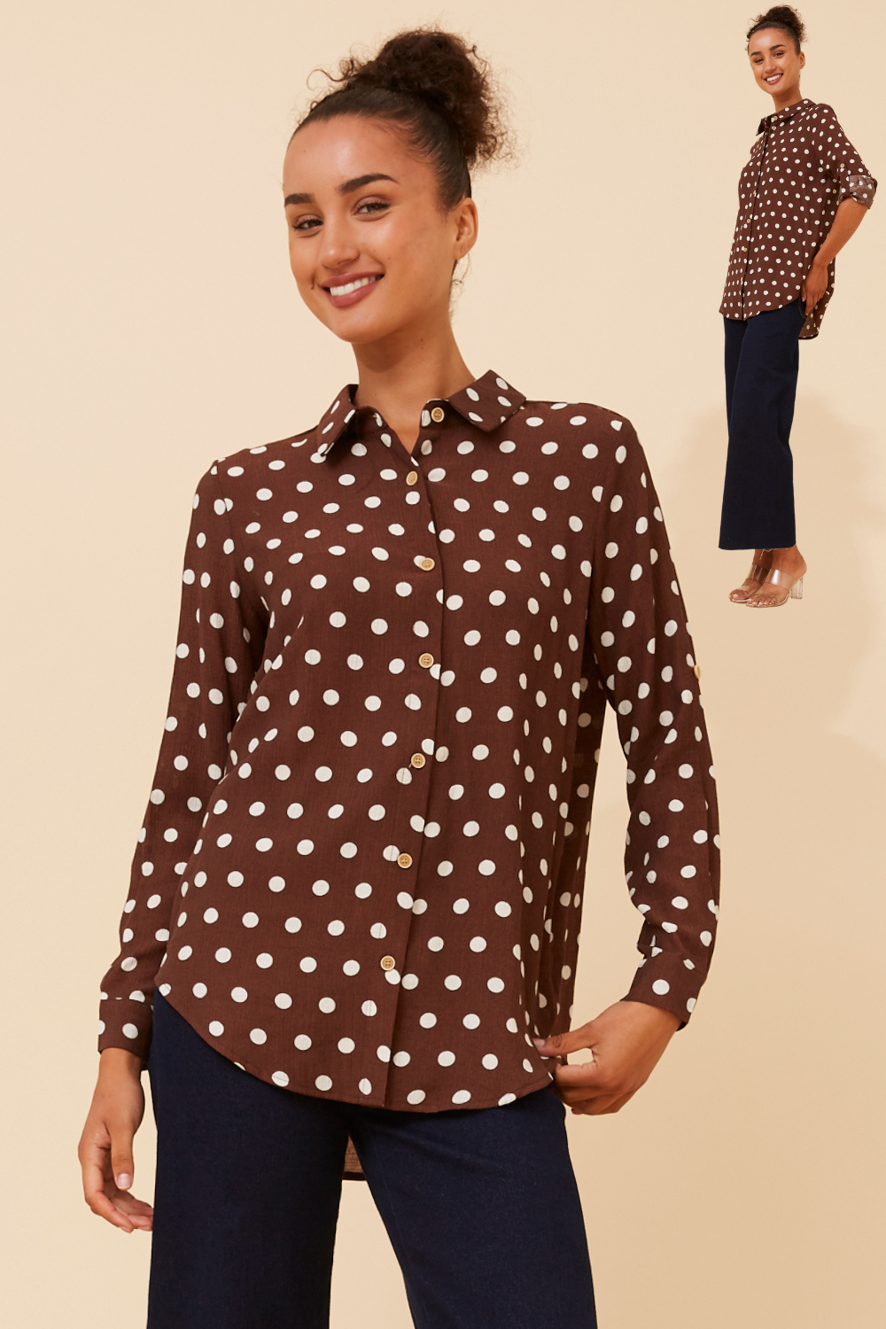 Azalea Polka Printed Shirt T735839