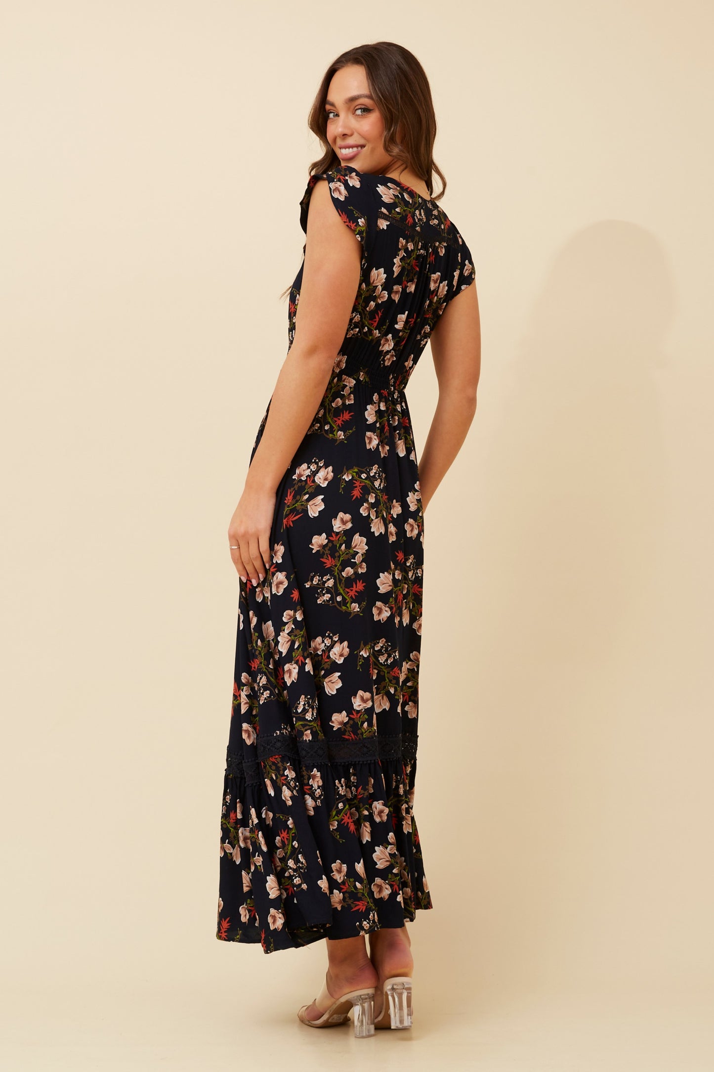 Sascha Floral Print Maxi Dress D519365 Multi Navy