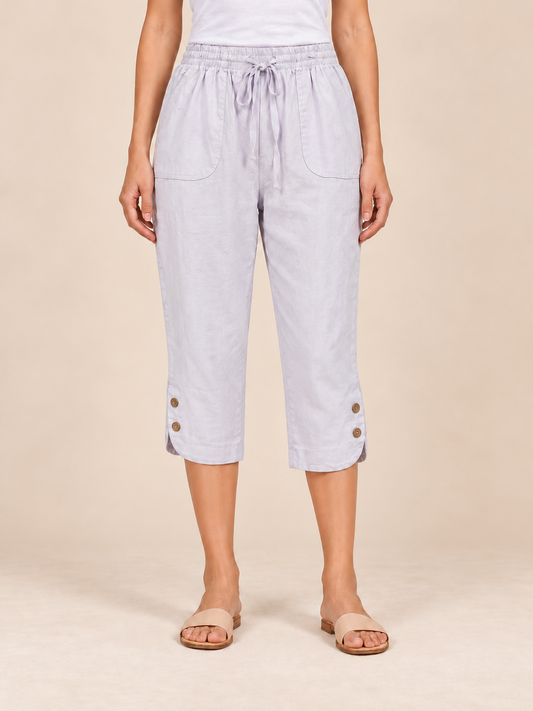 Thelma Cotton Capri Pants P526429 White