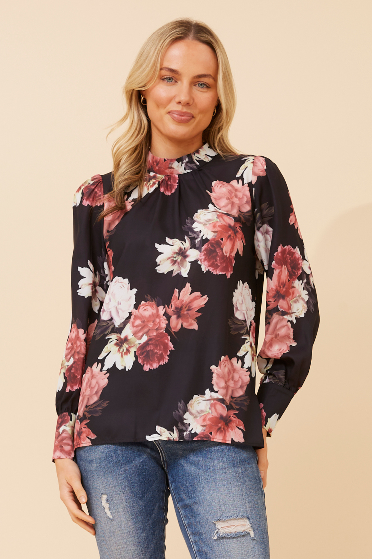 Bella Floral Blouse T504421 Black