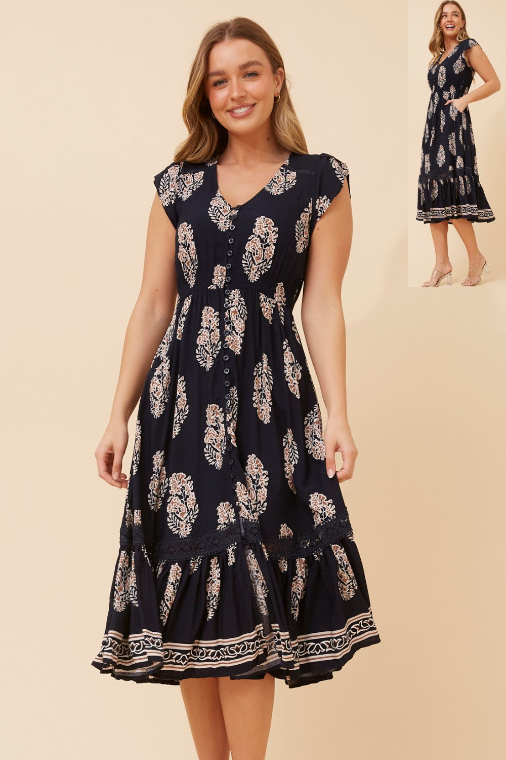 Serena Floral Print Midi Dress -  D524840