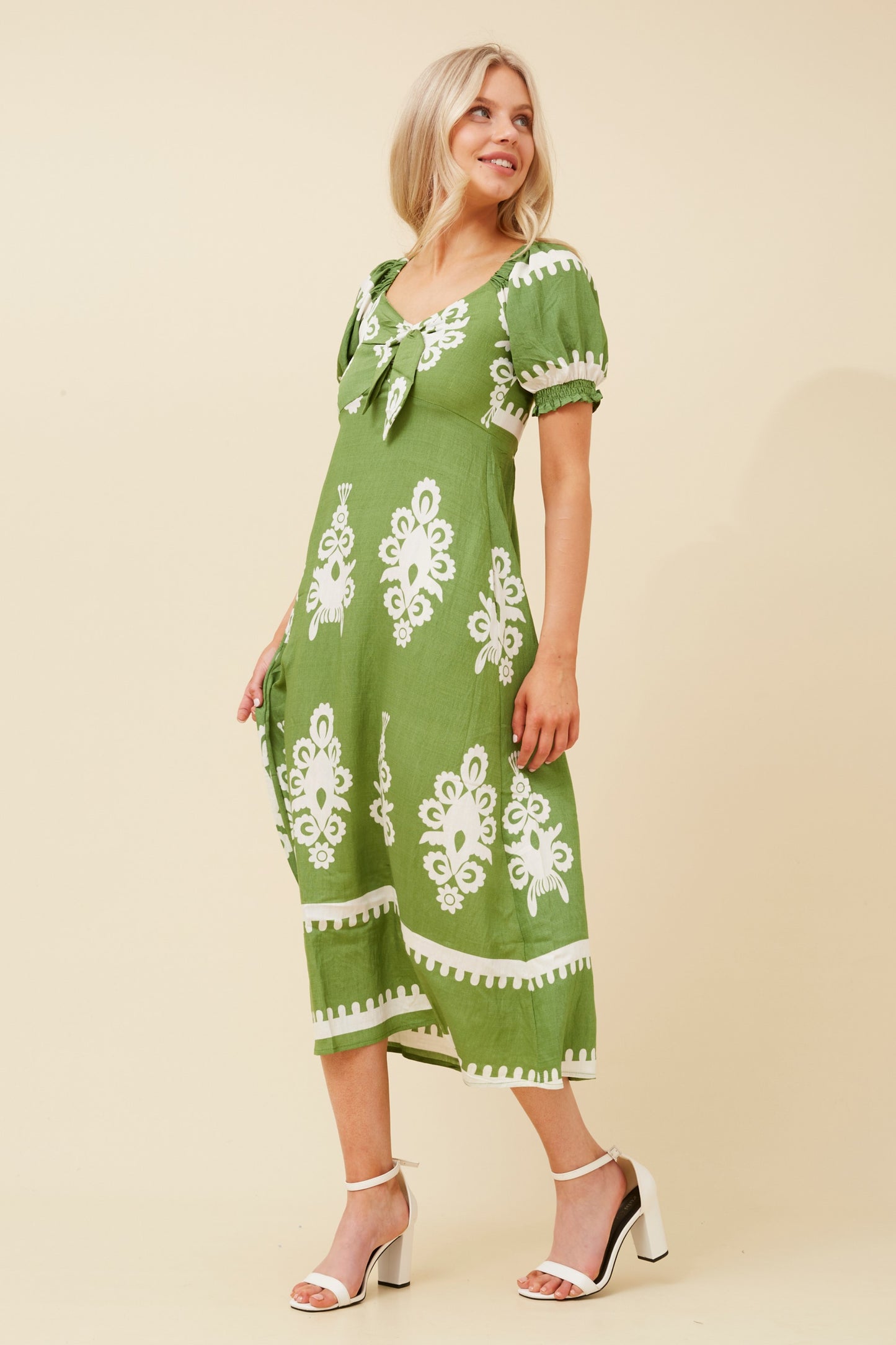 Anne Front Bow Dress - Green D521459