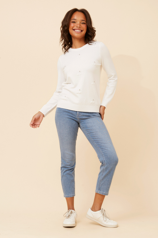 Gracie Pearl Detail Knit KP525903 White