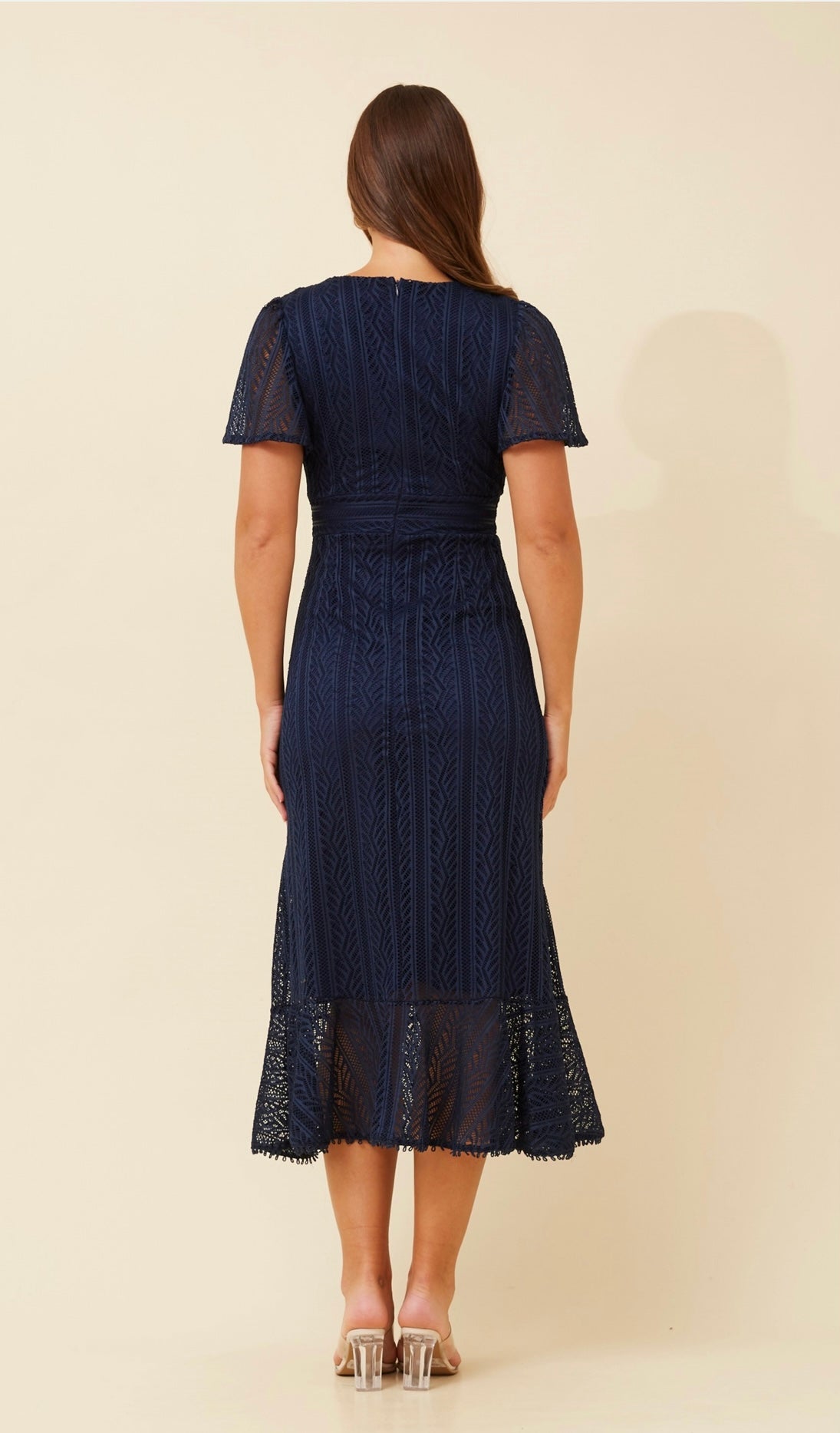Samara Fitted Lace Long Dress Navy D506415