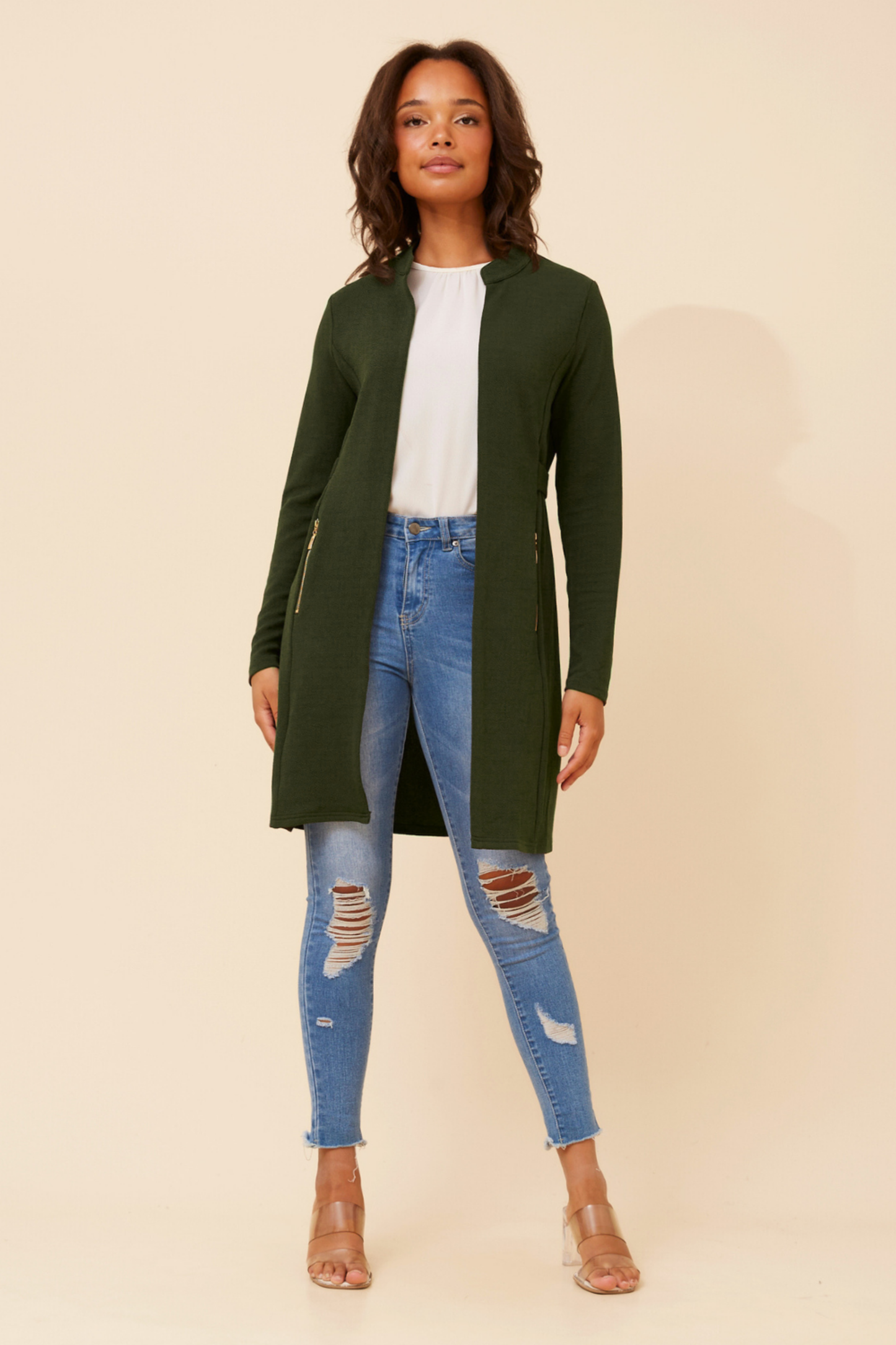Elena Black Cardigan- Khaki C512655