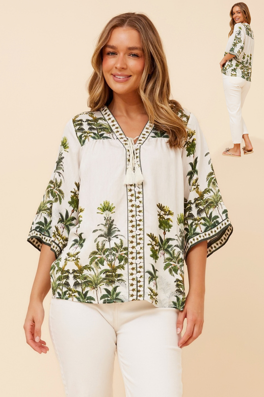 Aira Tropical Print Top T525861 Multi Green