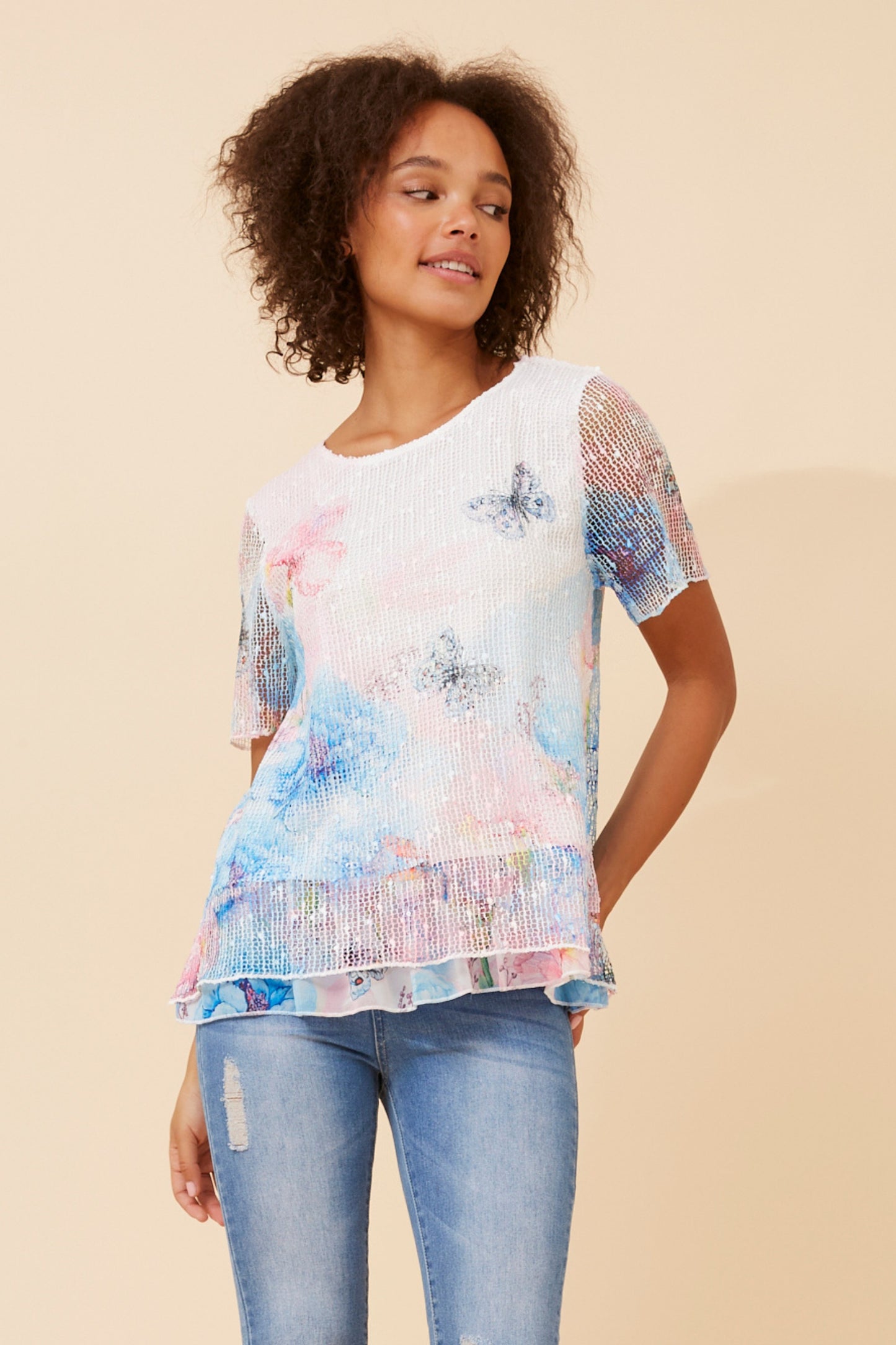 Niki Butterfly Printed Top - T734602