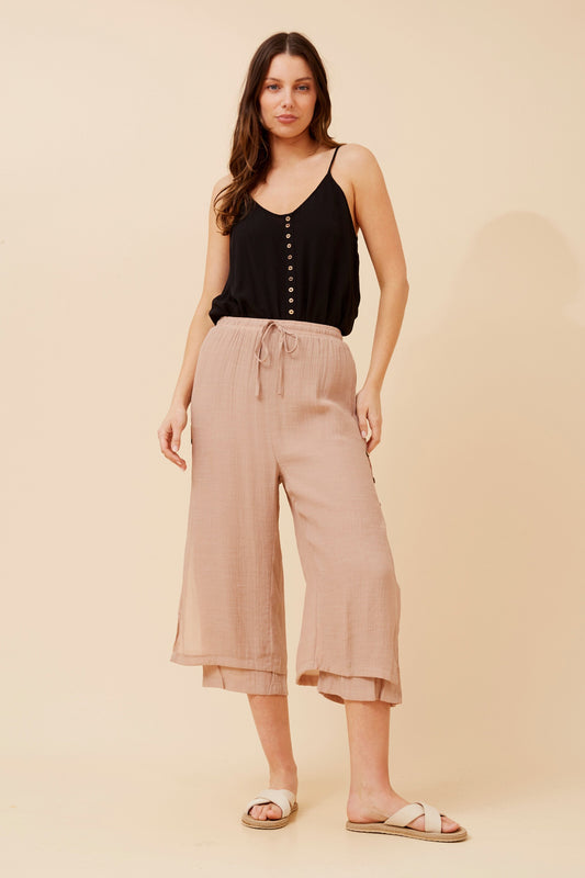Jenna Button Detail Pant P510691 - Taupe