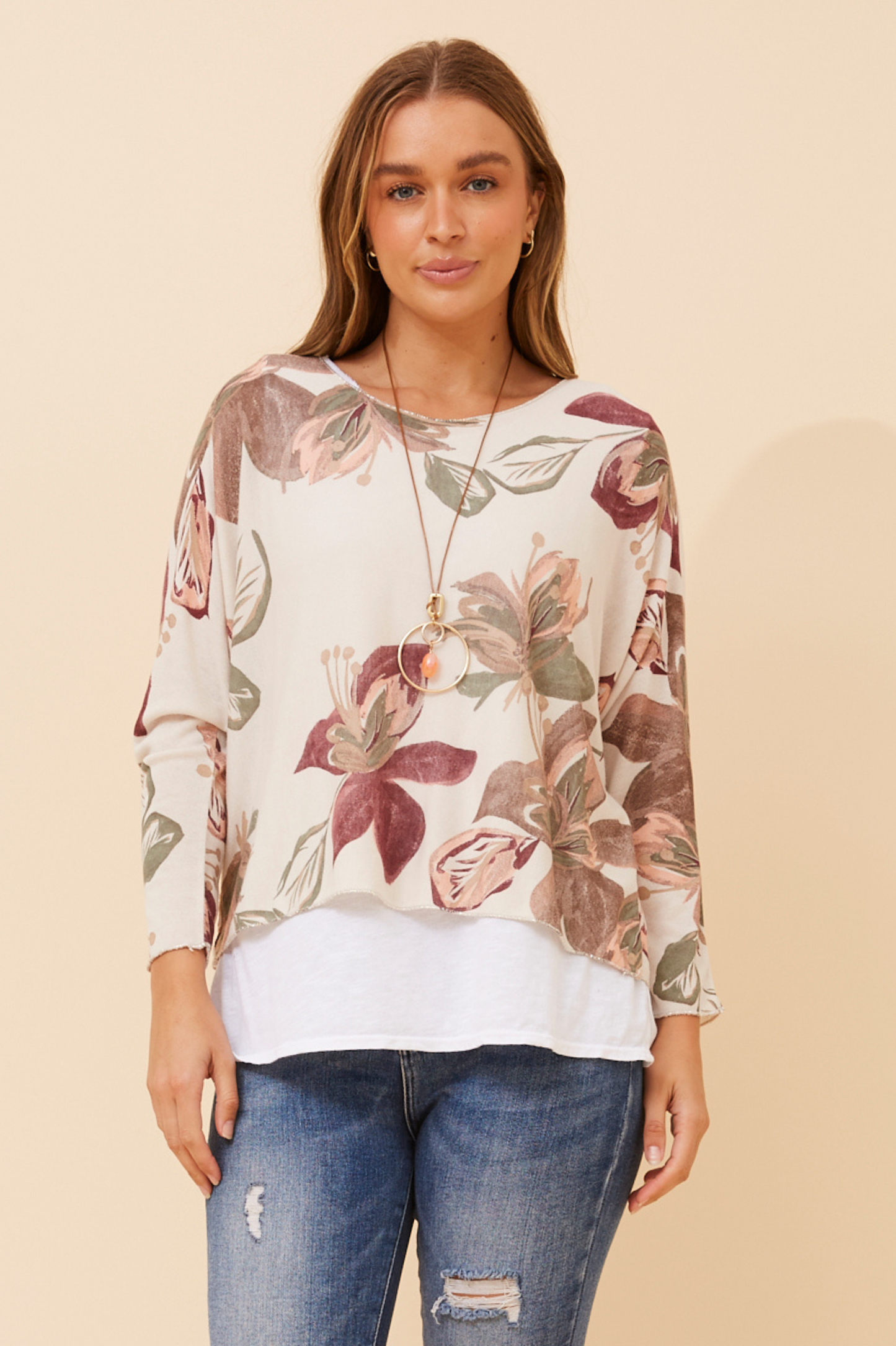 Vona Layered Top T526212 Stone