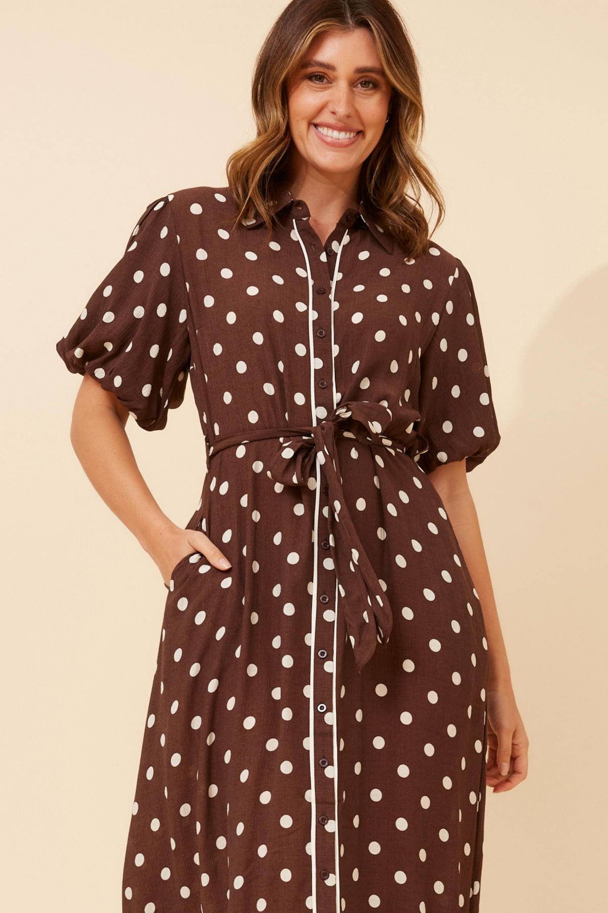 Rosse Polka Dot Dress D736436 Chocolate