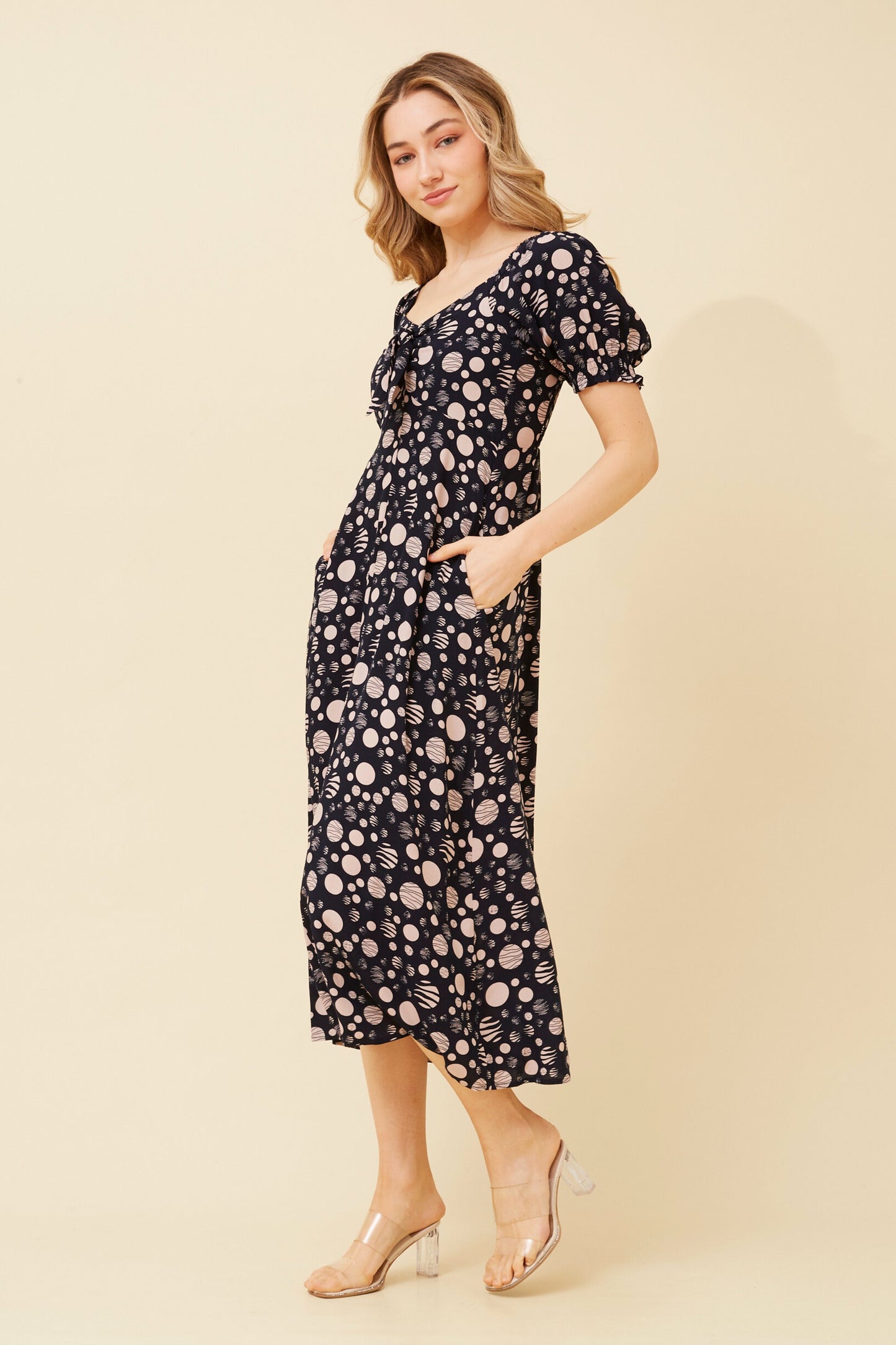 Anne Polka dot Print Dress - Navy D520357