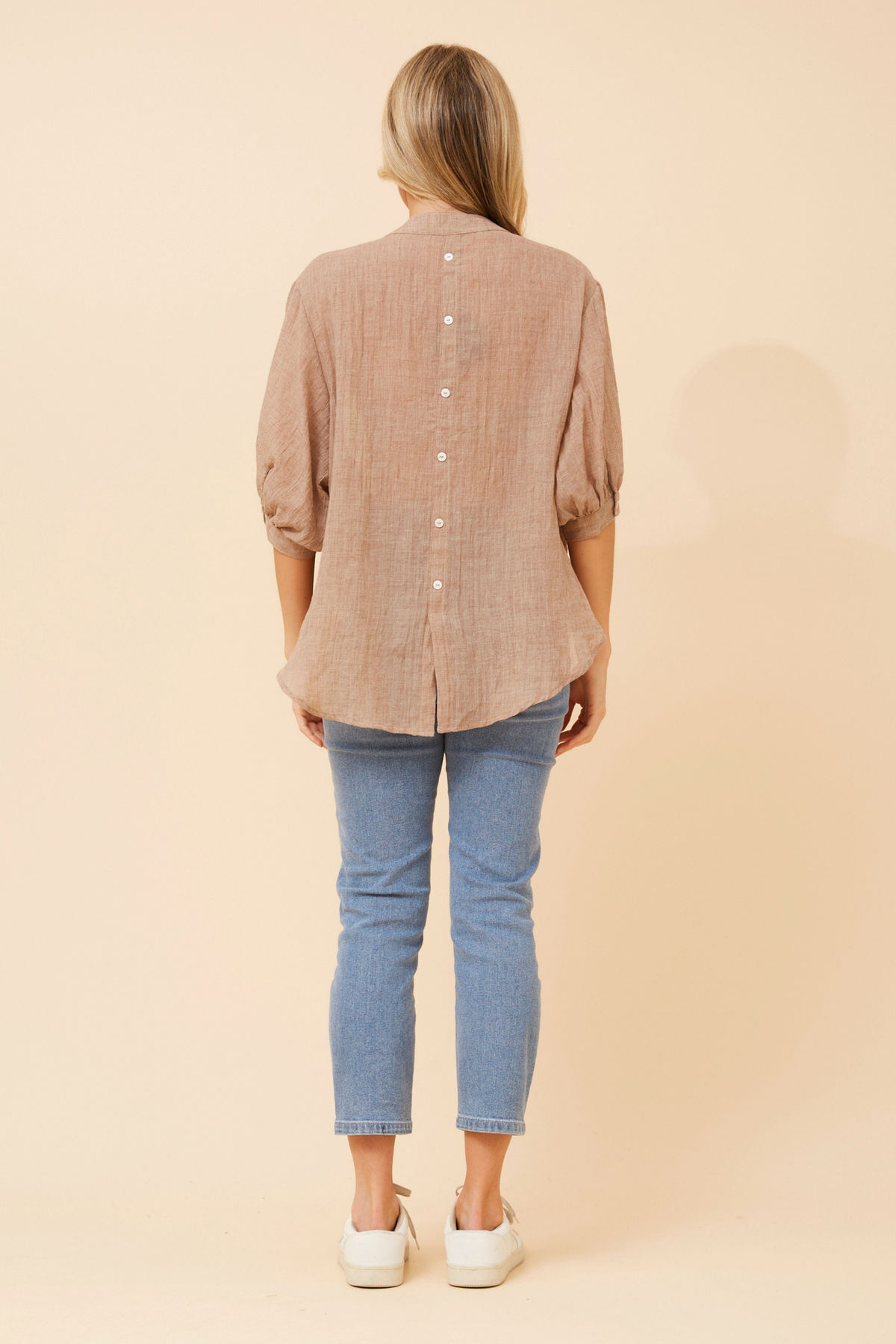 Rosa Shirt with Back Button Detail - Taupe T511586