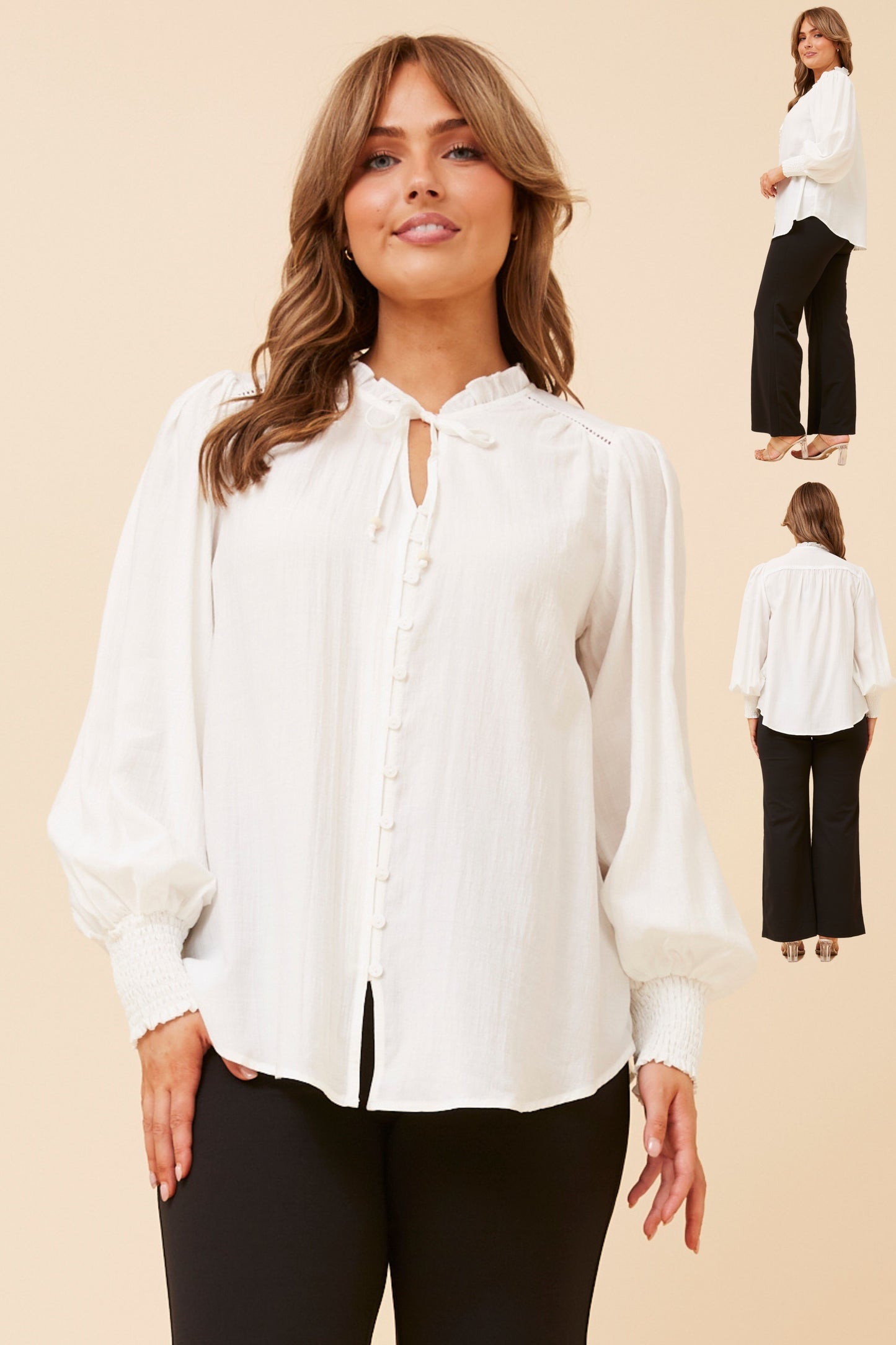 Hazel White Blouse T525243 Winter White