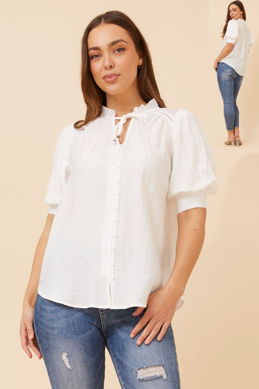 Hazel Puffy Sleeve Top T523400 White