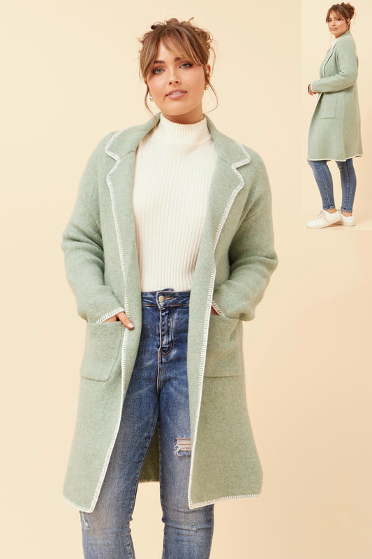 Avenne Collar Cardigan KC524650 Sage