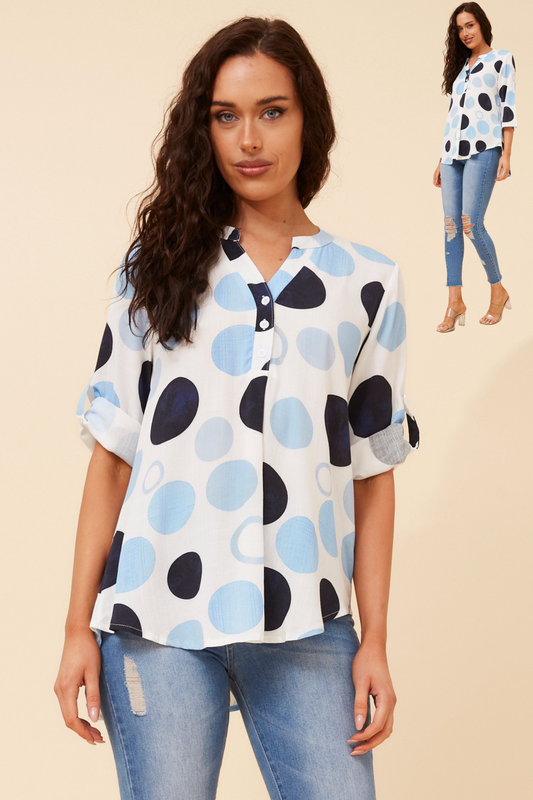 Recce Polka Dot Blouse T736718 Navy