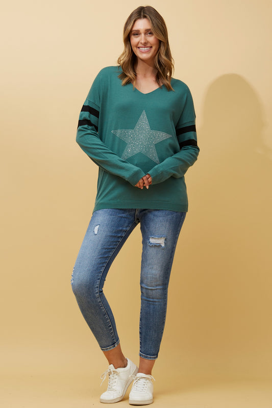 Abrielle Star Embellishment Knit Jumper KP156290