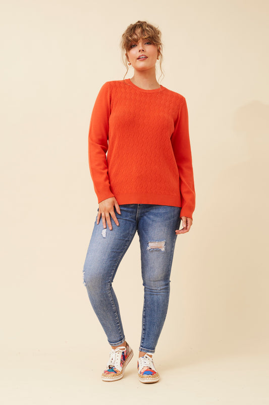 Mason Mini Diamond Pattern Knit - Orange KP522514
