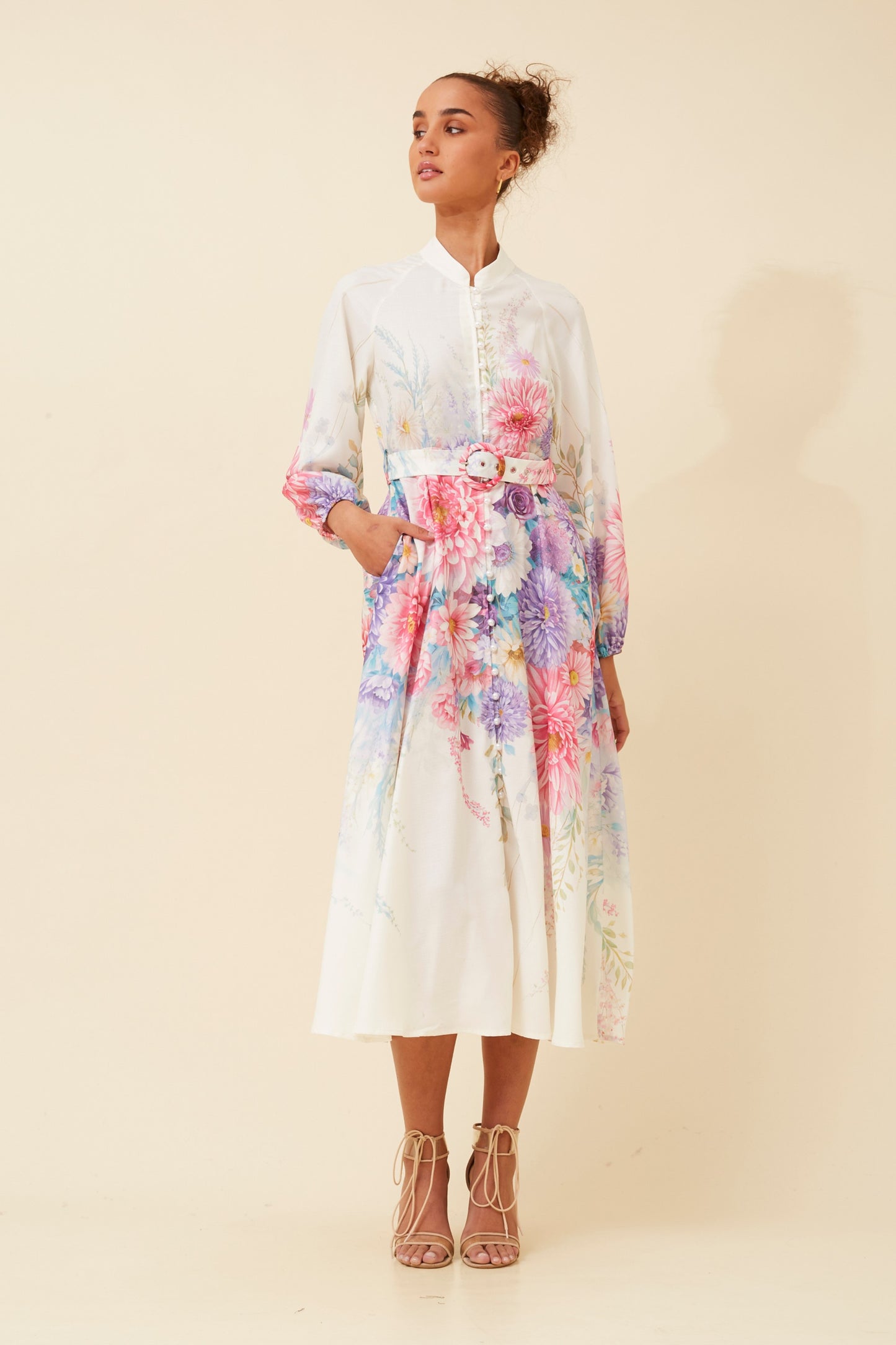 Estelle Long Sleeves Floral Midi Dress D523129
