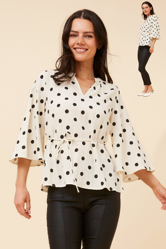 Giselle Polka Dor Top T526551 Ivory