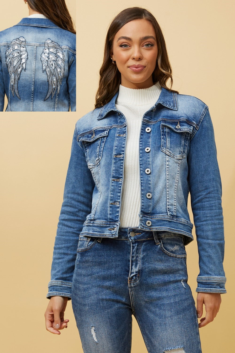 Felma Sequin Wing Denim Jacket J731658