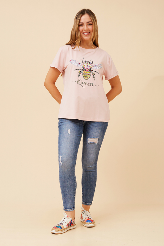 Queen Bee Graphic T-Shirt - T525502 Blush