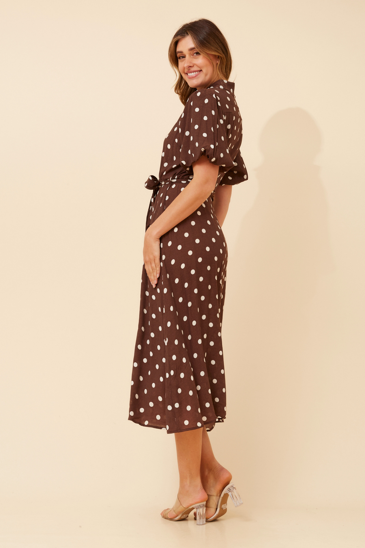 Rosse Polka Dot Dress D736436 Chocolate