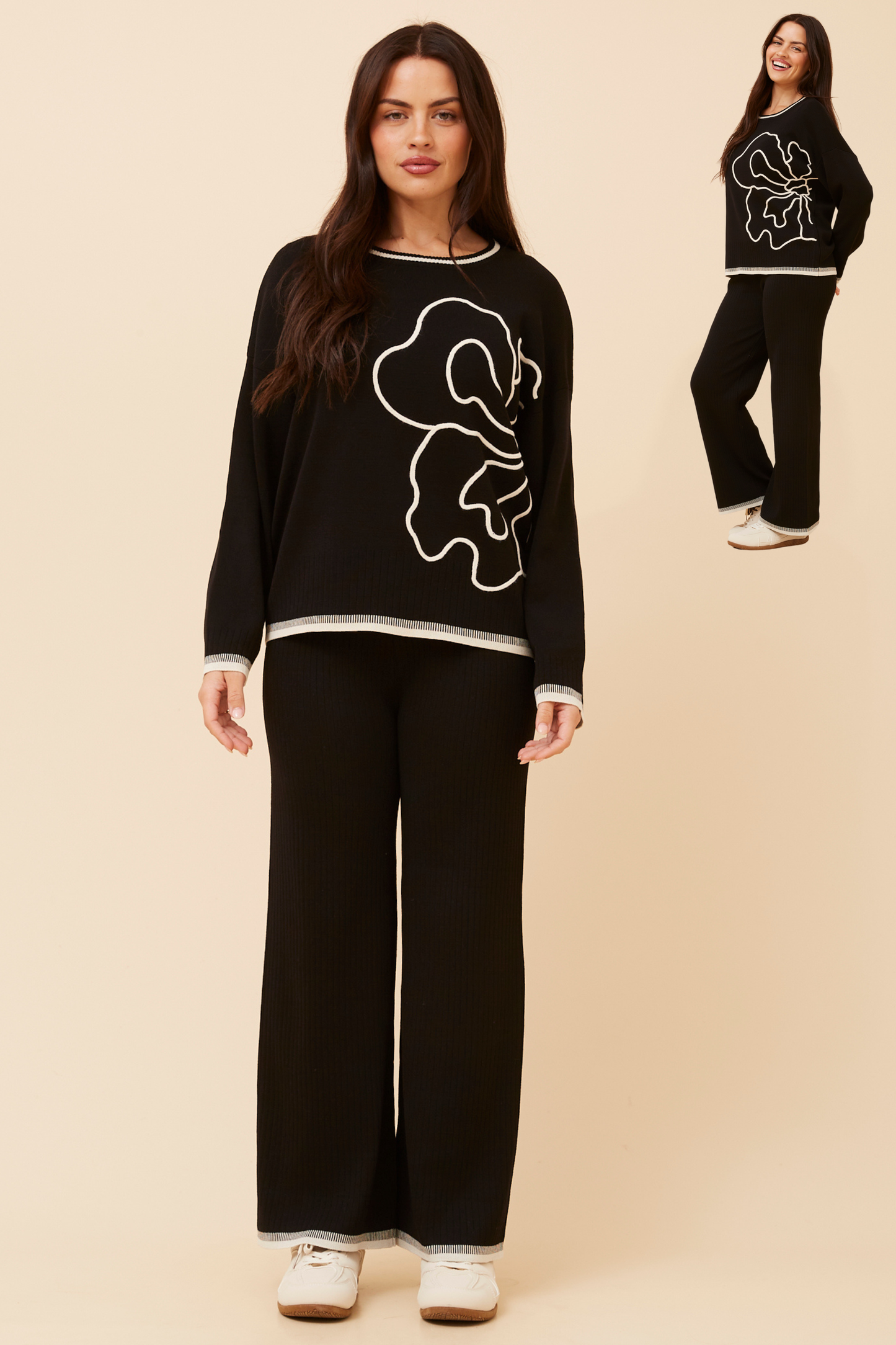 Gigi Long Sleeves Knitted Set SET526856  Black