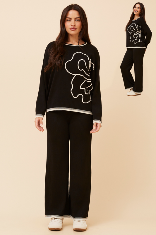Gigi Long Sleeves Knitted Set SET526856  Black