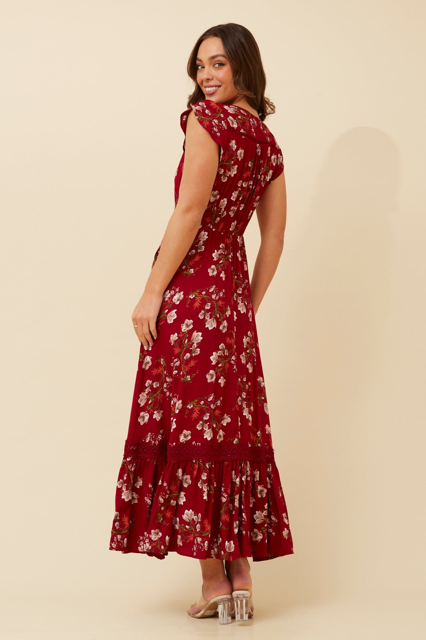 Sascha Floral Print Maxi Dress D519365 Multi Red