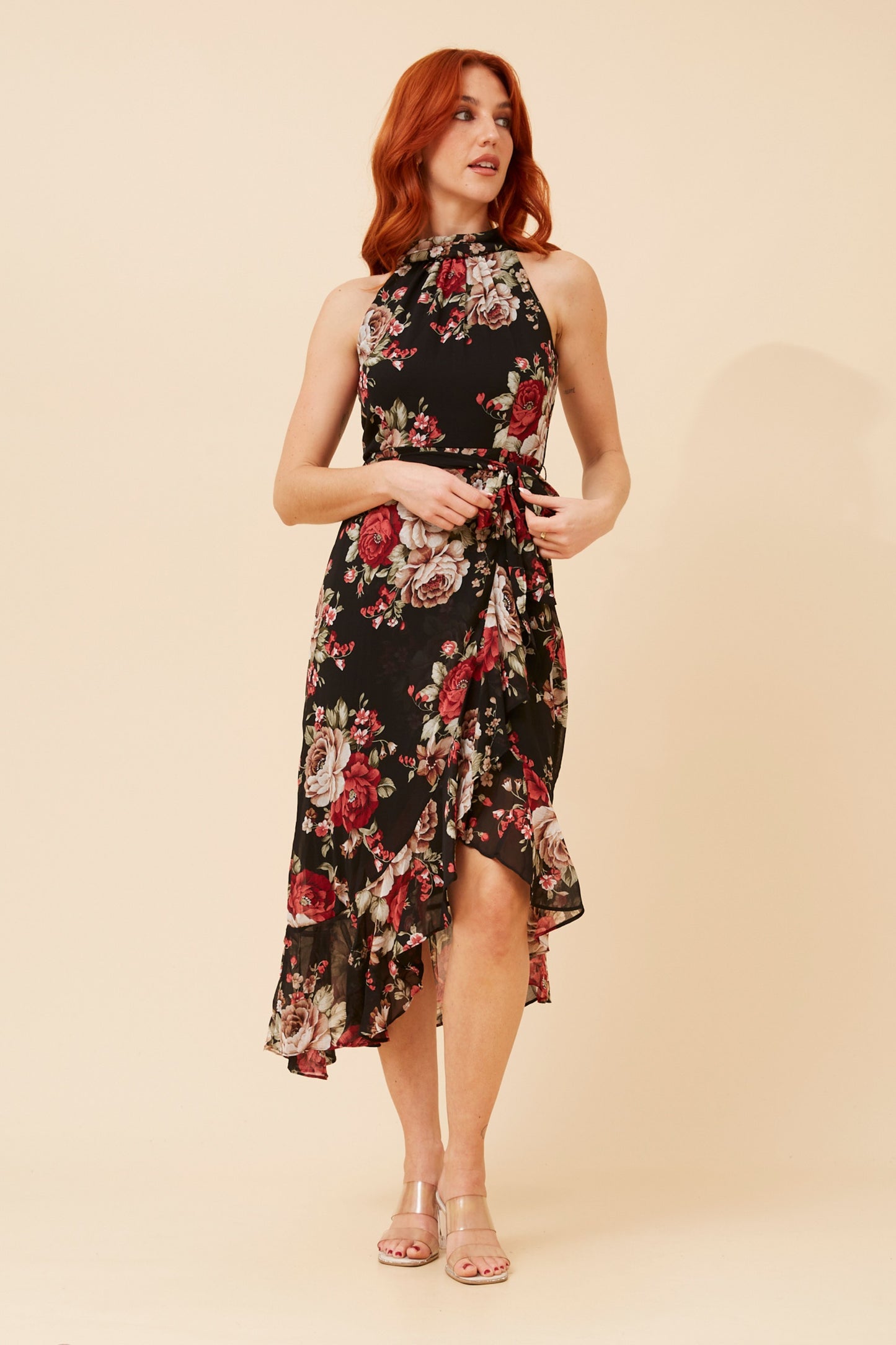 Angie Halter Neck Foil Printed Dress D524570