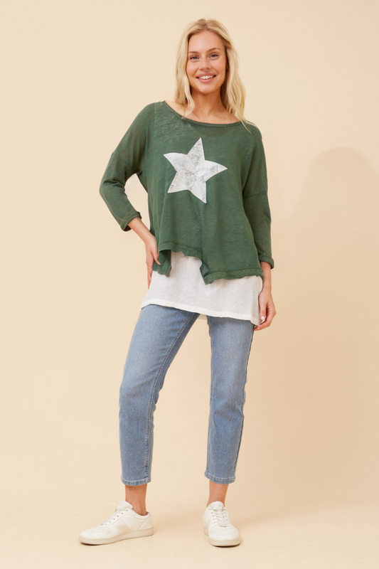 Axel Star Print Blouse T508236 Emerald