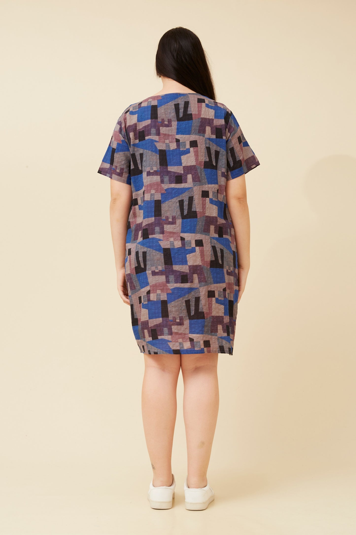 Serra Abstract Printed Dress - Blue D522973