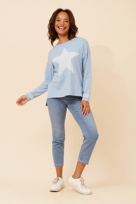 Gabbie Star Pattern Knit KP734253 Skylight