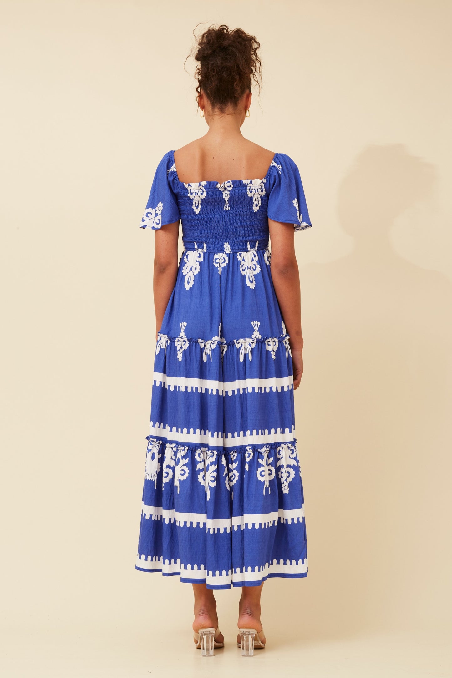 Myra Boho Print Maxi Dress D522257 Cobalt Blue