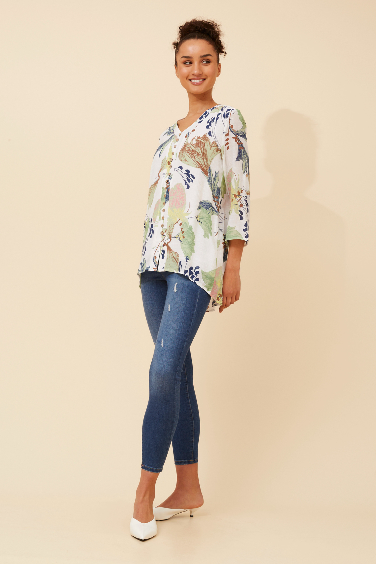 Edie Floral Print Button Top T526522