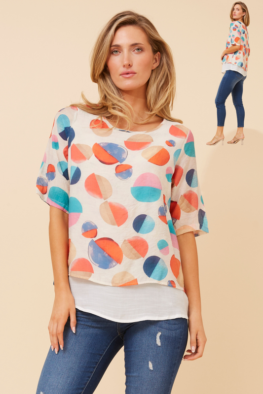 Double Layer Top T522713 Multi Orange