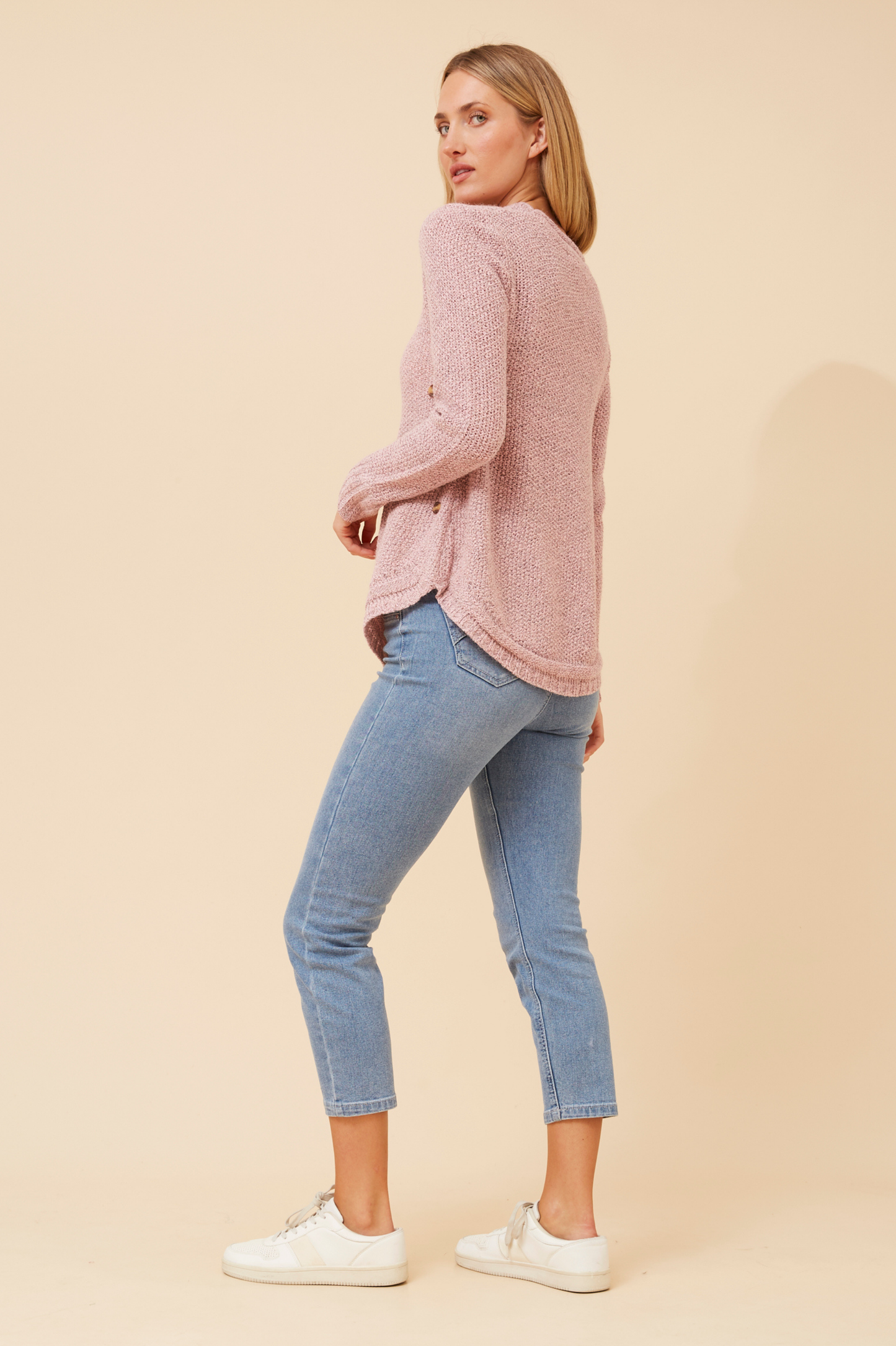 Jerry Button Detail Knit KP508431 Pink